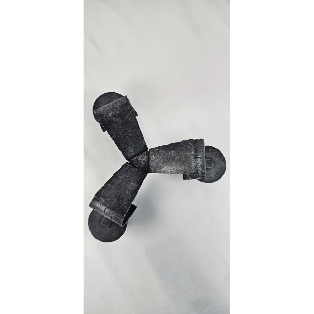 Vintage Hammered Wrought Iron 3‎ Arm Candle Holder Rustic Black Metal Candelabra